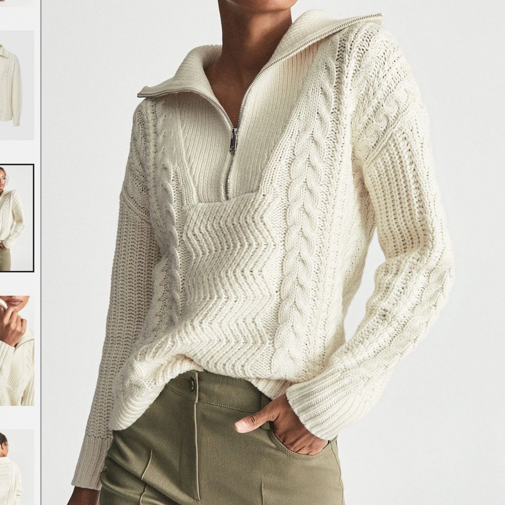 Reiss -Alexi- half zip cable knit sweater